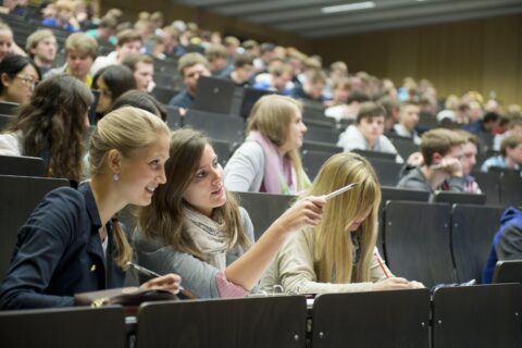 Students in a leture hall.